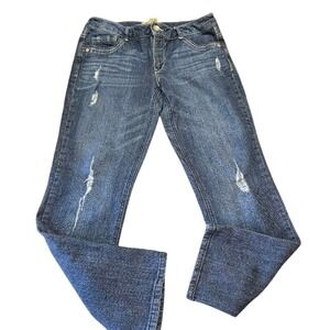 Democracy‎ Equality Skinny Boyfriend Jeans Dark Wash Distressed Size 10